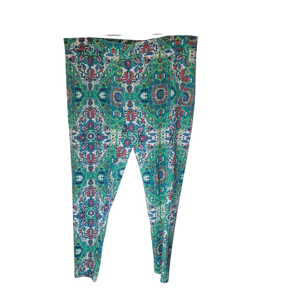 Coolibar Monterey Summer Leggings XL (37x28) UPF 50+ Boho Green Medallion Tile